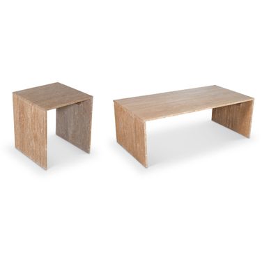 Pienza Marble Occasional Table Set In Natural