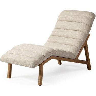 Pierre Beige Fabric Upholstered Armless Chaise Lounge Chair