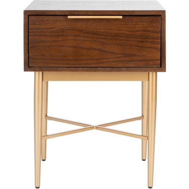 Pierre One Drawer Nightstand in Gold/Walnut