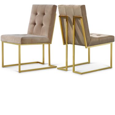 Pierre Velvet Dining Chair Set of 2 In Beige