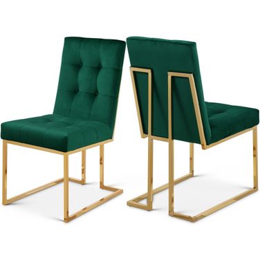 Pierre Velvet Dining Chair Set of 2 In Green