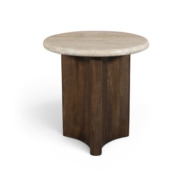 Pietra Travertine and Mango Wood End Table In Brown