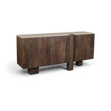 Pietra Travertine and Mango Wood Sideboard In Brown