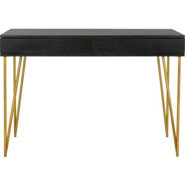 Pine Black and Gold 2-Drawer Desk