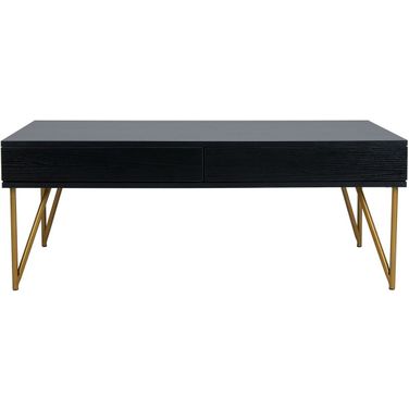 Pine Black and Gold Two Drawer Coffee Table