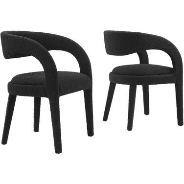 Pinnacle Boucle Upholstered Dining Chair Set of 2 In Black