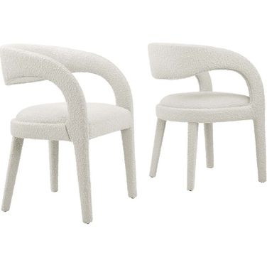 Pinnacle Boucle Upholstered Dining Chair Set of 2 In Ivory