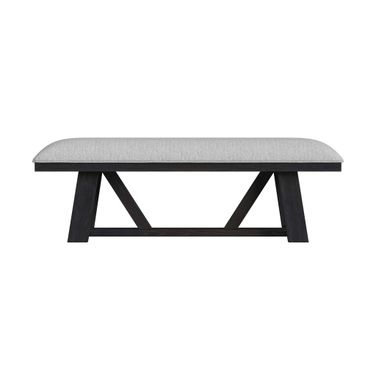 Pinnacle Dining Bench with Fabric In Charcoal and Light Grey