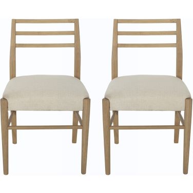 Pinnacle Dining Chair with Stunning Traditional Ladder Back and Slender Tapered Legs In Beige - Set of 2