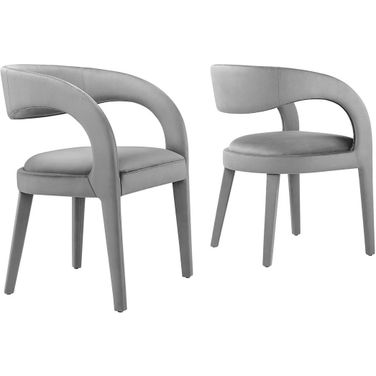 Pinnacle Performance Velvet Dining Chair Set of 2 In Gray
