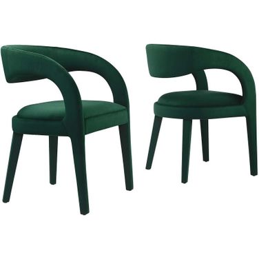 Pinnacle Performance Velvet Dining Chair Set of 2 In Green