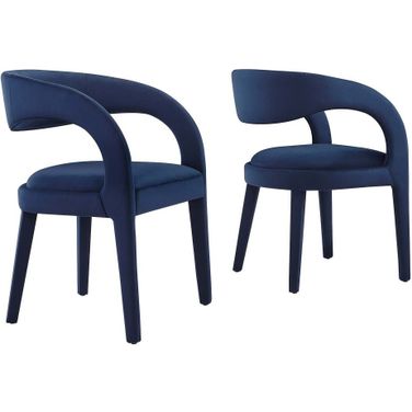 Pinnacle Performance Velvet Dining Chair Set of 2 In Midnight Blue