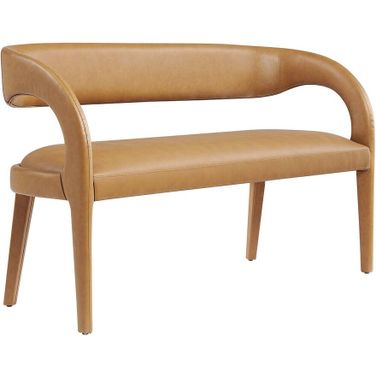 Pinnacle Vegan Leather Accent Bench In Tan