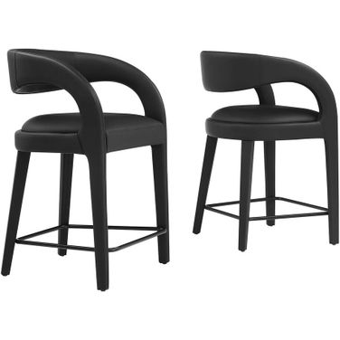 Pinnacle Vegan Leather Counter Stool Set of 2 In Black