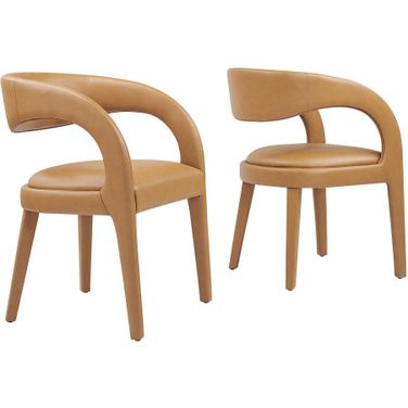 Pinnacle Vegan Leather Dining Chair Set of 2 In Tan