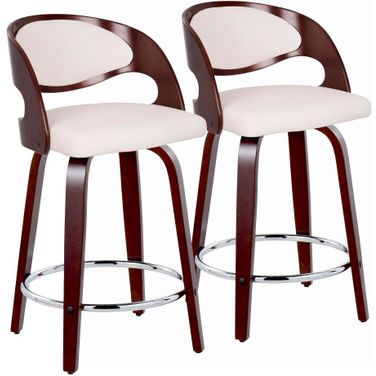 Pino 24 Inch Fixed Height Barstool Set of 2 In White