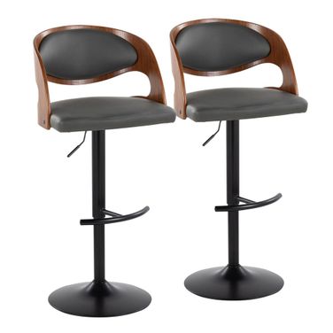 Pino Adjustable Barstool Set of 2 In Black Walnut