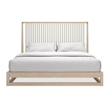 Pinstripe King Light Slatted Bed In Natural