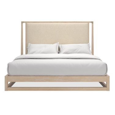 Pinstripe Light King Upholstered Bed In Natural