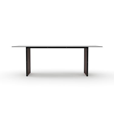 Pinstripe Slatted Dining Table In Dark Chocolate
