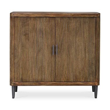 Pinstripe Tambour 2 Door Cabinet In Woodtone