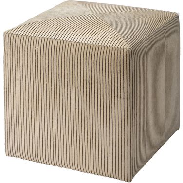 Pinstriped Ottoman In Black 20PINS-SMCR