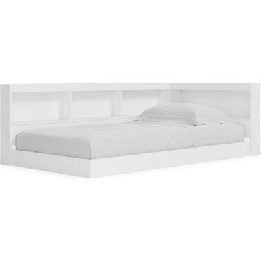 Piperton White Twin Bookcase Storage With End Panel