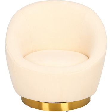 Pippa Faux Lamb Wool Chair In Ivory And Gold