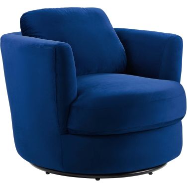 Pirouette Performance Velvet Swivel Armchair In Navy