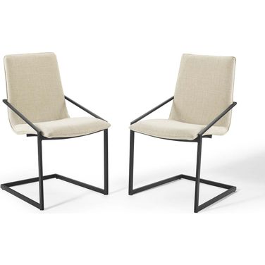 Pitch Dining Armchair Upholstered Fabric Set of 2 EEI-4489-BLK-BEI