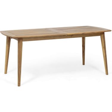 Placidity Outdoor Expandable Dining Table with Slatted Tabletop and Tapered Legs In Brown