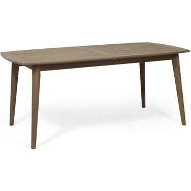 Placidity Outdoor Expandable Dining Table with Slatted Tabletop and Tapered Legs In Grey
