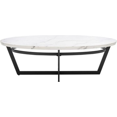 Placido Oval Coffee Table in White Marble