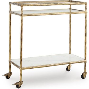 Plattfield Bar Cart In Antique Gold