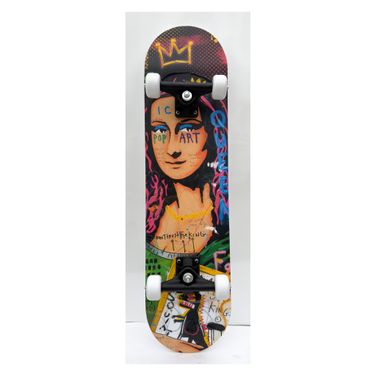 Playful Graffiti Mona Lisa Skateboard Decko - Board Wall Art In Multi