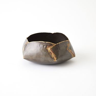 Pleated Large Armor Bowl In Antique Gunmetal