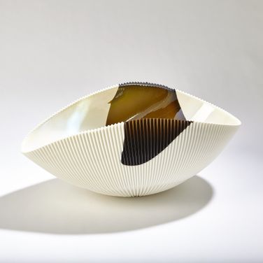 Pleated Large Bowl In Bronze Stripe