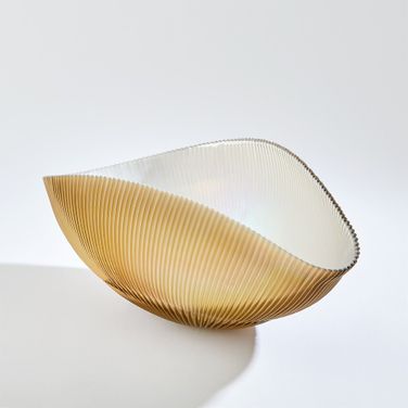 Pleated Large Bowl In Ivory and Camel