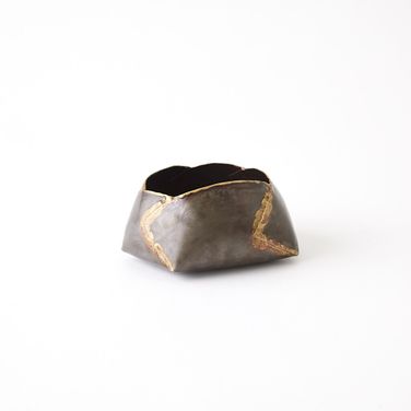 Pleated Medium Armor Bowl In Antique Gunmetal