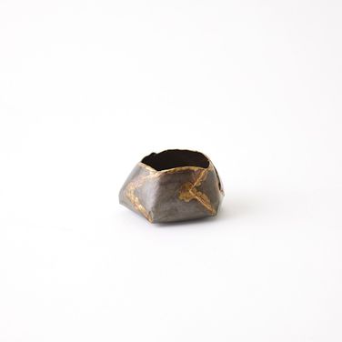 Pleated Small Armor Bowl In Antique Gunmetal