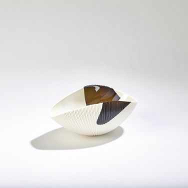 Pleated Small Bowl In Bronze Stripe