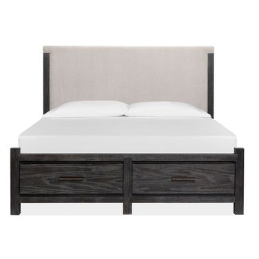 Plum Creek California King Upholstered Panel Storage Bed In Ravenwood Black