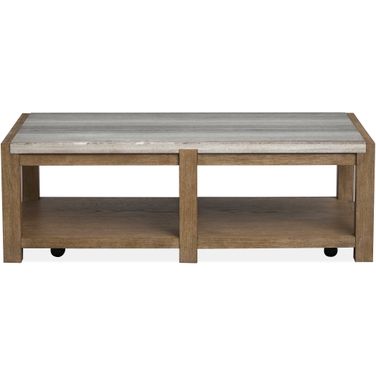 Plum Creek Rectangular Cocktail Table With Casters In Sierra Brown