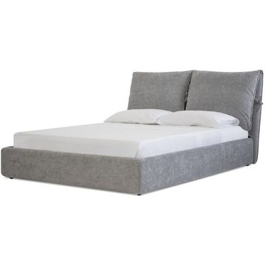 Plume Heather Gray Chenille Queen Bed