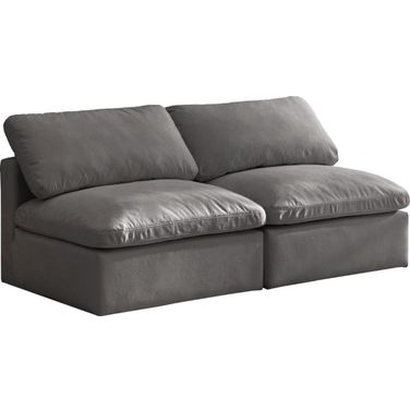 Plush Velvet Standard Comfort 2 Seater Modular Sofa In Grey