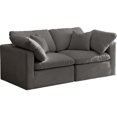Plush Velvet Standard Comfort 2 Seater Modular Sofa with Arm Support In Grey