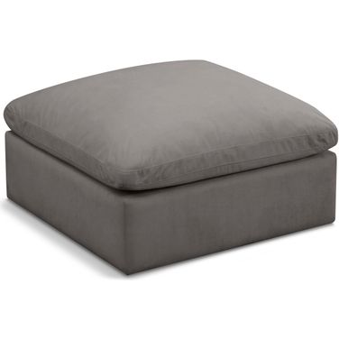Plush Velvet Standard Comfort Modular Ottoman In Grey