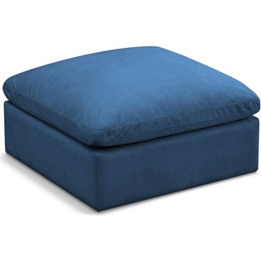 Plush Velvet Standard Comfort Modular Ottoman In Navy