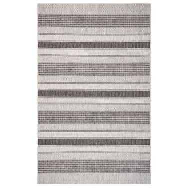 Pluvi 5' x 8' Banded Heather Indoor/Outdoor Area Rug In Gray and Black