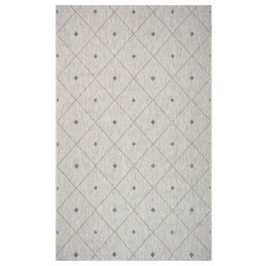 Pluvi 7'9" x 9'9" Minimal Diamonds Indoor/Outdoor Area Rug In Blue and Gray